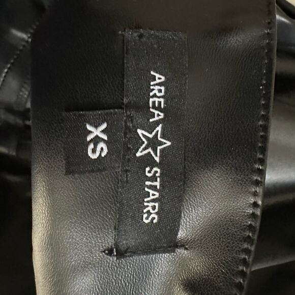 Area Stars Leatherette Vegan Leather Belted Midi Skirt Front Slit Size XS Black - Picture 5 of 8